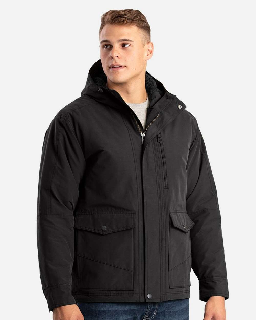 Berne Highland Quilt-Lined Micro-Duck Sherpa-Lined Hooded Work Jacket