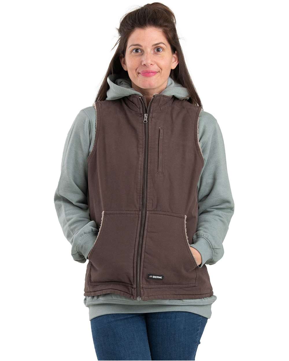 Women's Sherpa-Lined Duck Vest - Heavyweight Cotton Softstone Shell Insulated