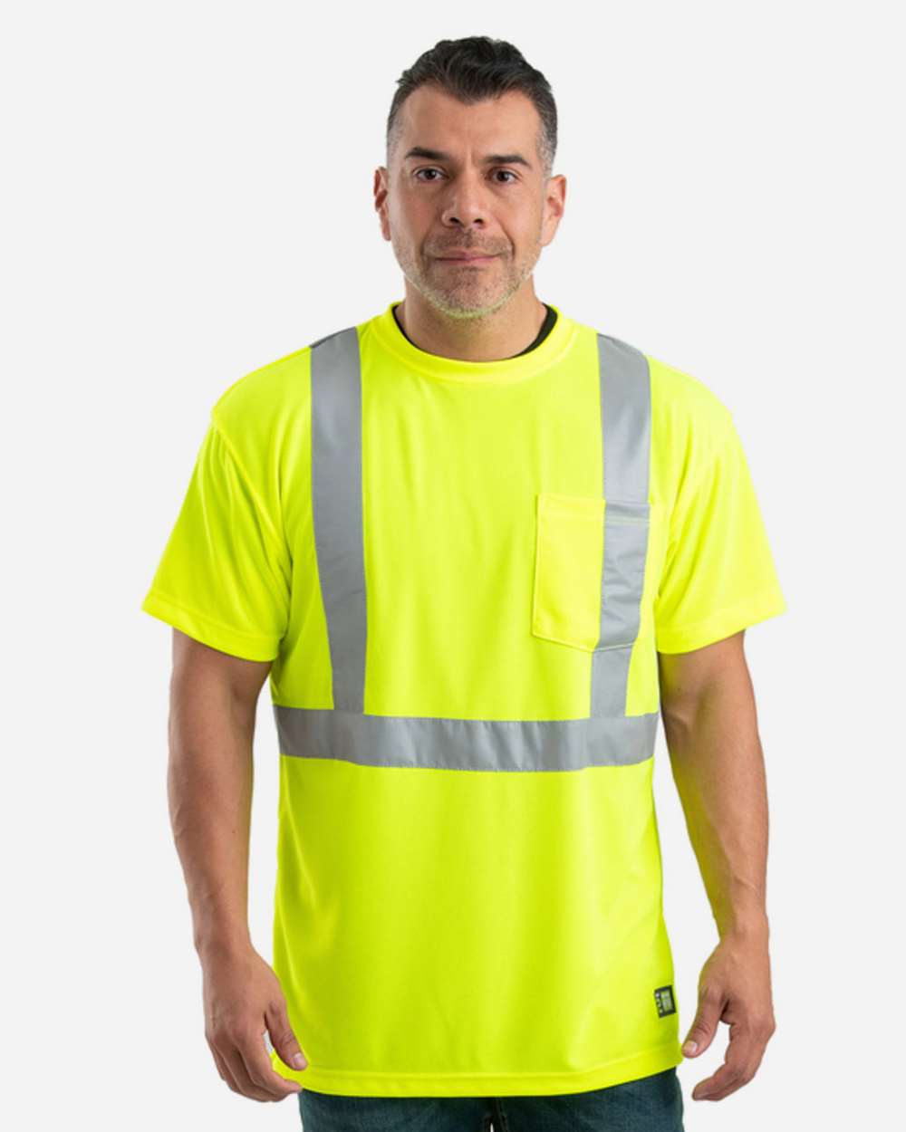 Berne Hi-Vis Class 2 Performance Pocket T-Shirt Moisture-Wicking Reflective