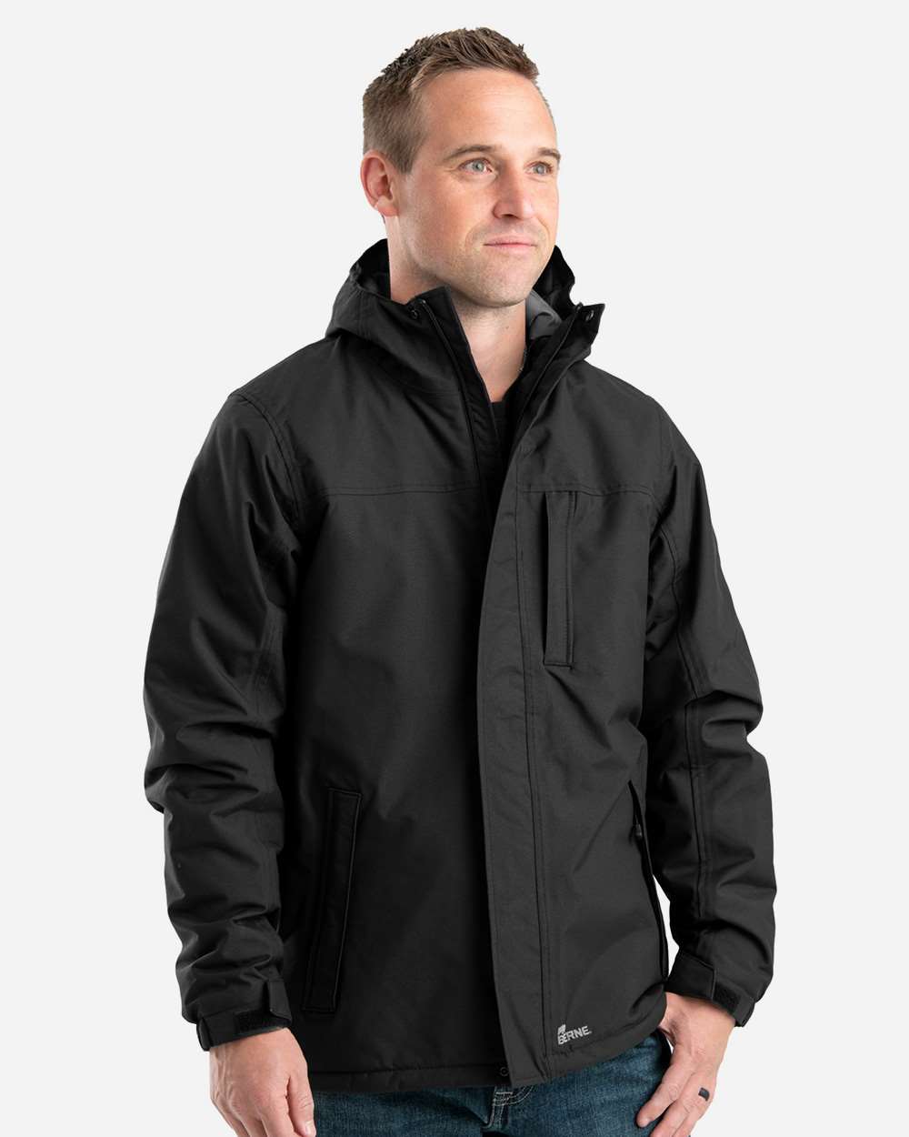 Berne Men's Coastline Waterproof Storm Jacket Heavy Quilted Lined Hood