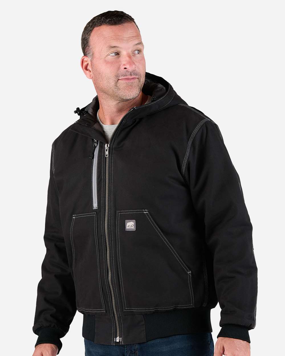 Men's Heavy-Duty Water-Repellent Cotton Duck Hooded Jacket with Pockets