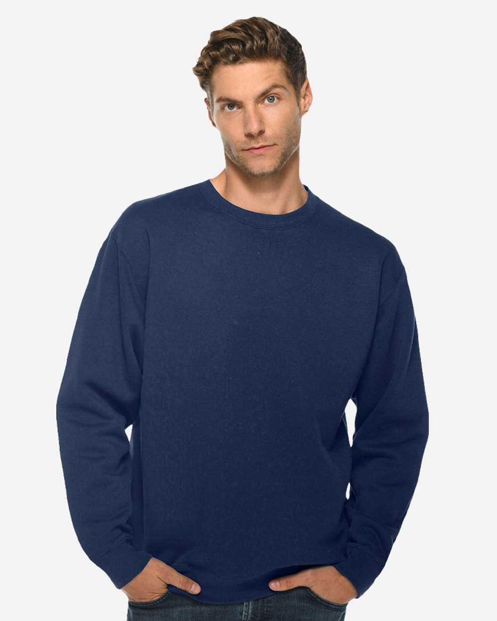 Lane Seven Unisex Premium Hooded Crewneck Sweatshirt Sustainable Fleece