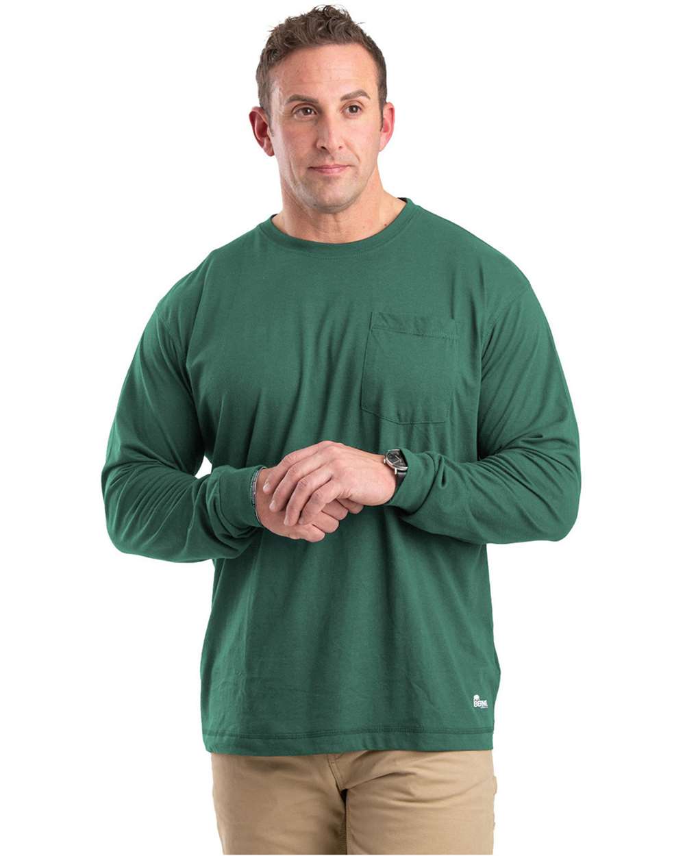 Men's Tall Performance Long Sleeve Pocket T-Shirt Moisture-Wicking Breathable