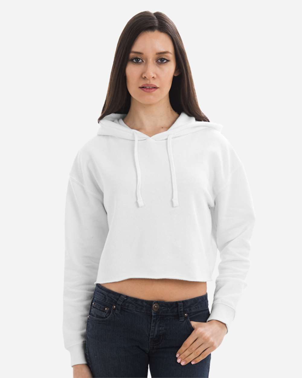 Lane Seven Women's Cropped Fleece Hooded Sweatshirt Sustainable Cotton Blend