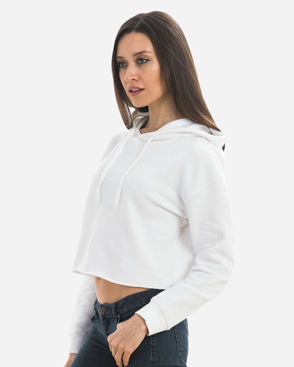 Lane Seven Women's Cropped Fleece Hooded Sweatshirt Sustainable Cotton Blend