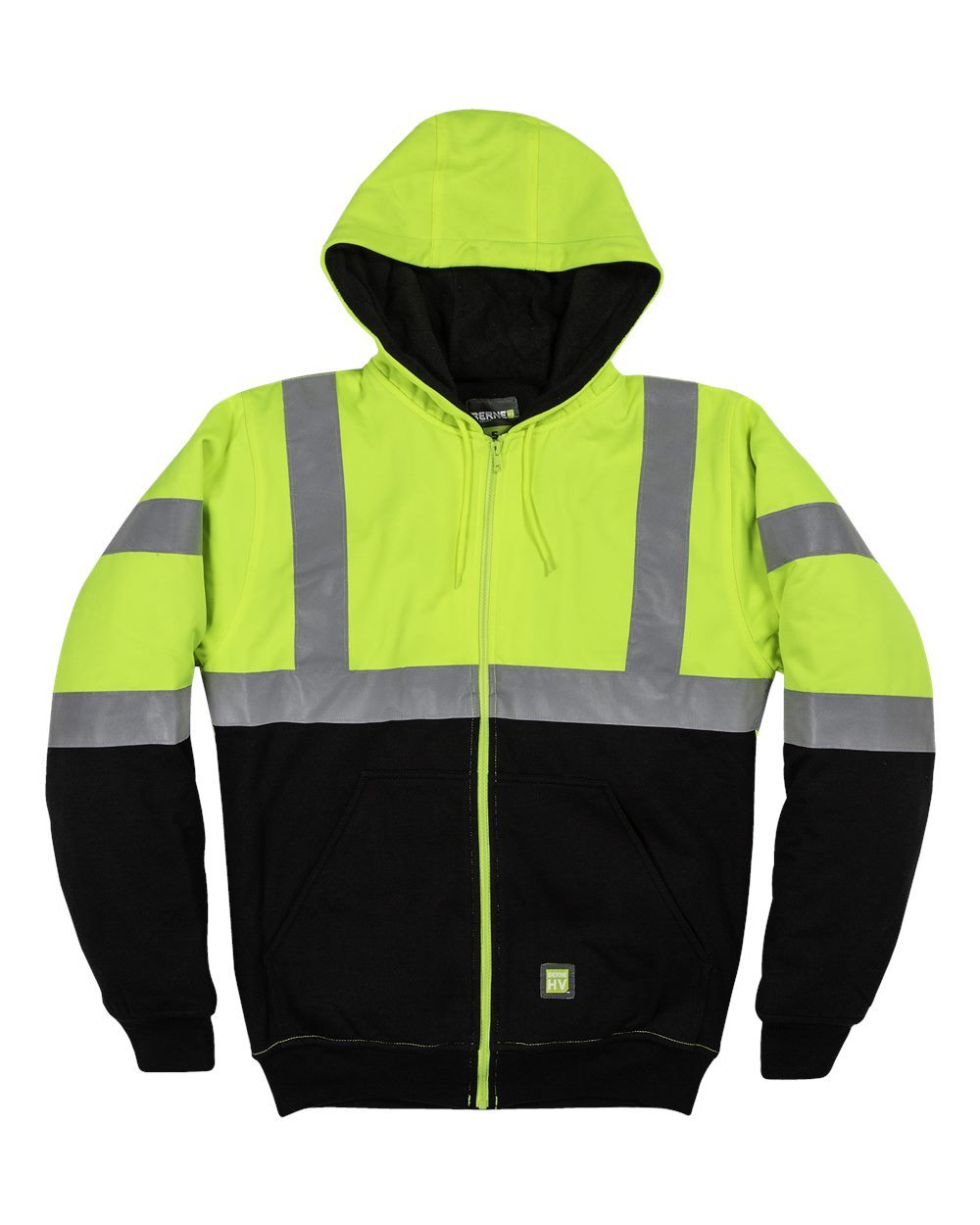 Berne Men's Hi-Vis Class 3 Color Block Full-Zip Hooded Sweatshirt