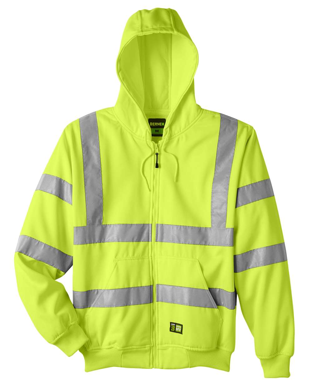 Men's Hi-Vis Class 3 Lined Hooded Sweatshirt with Reflective Tape