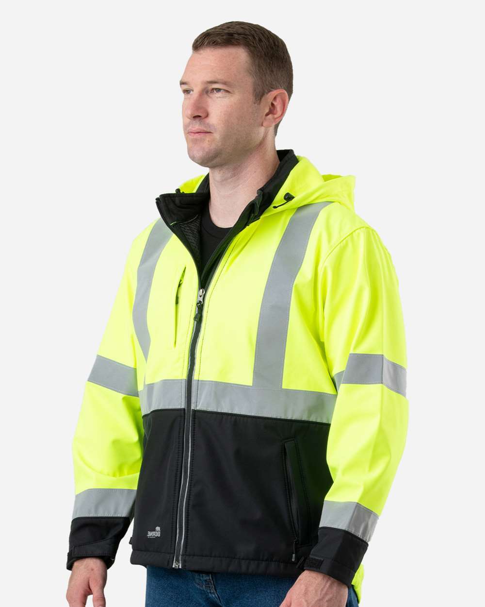 Men's Tall Hi-Vis Class 3 Hooded Soft Shell Safety Jacket
