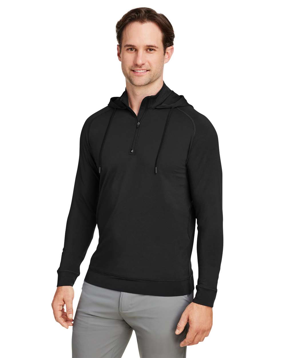 Unisex Vandyke Quarter-Zip Hooded Sweatshirt Lightweight Stretch Performance