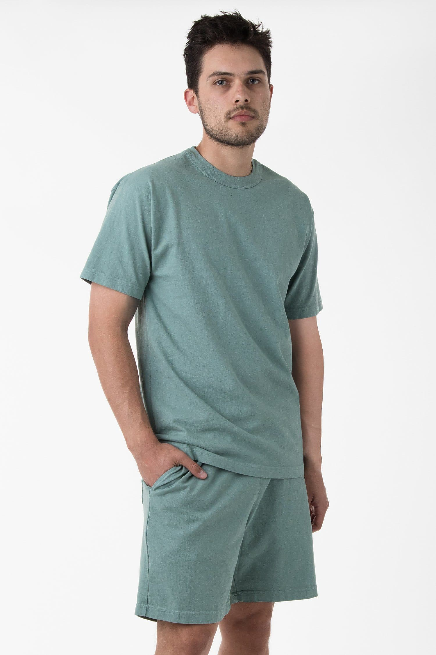 Unisex Mid-Length Heavy Jersey Cotton Shorts with Drawcord Waist and Pockets