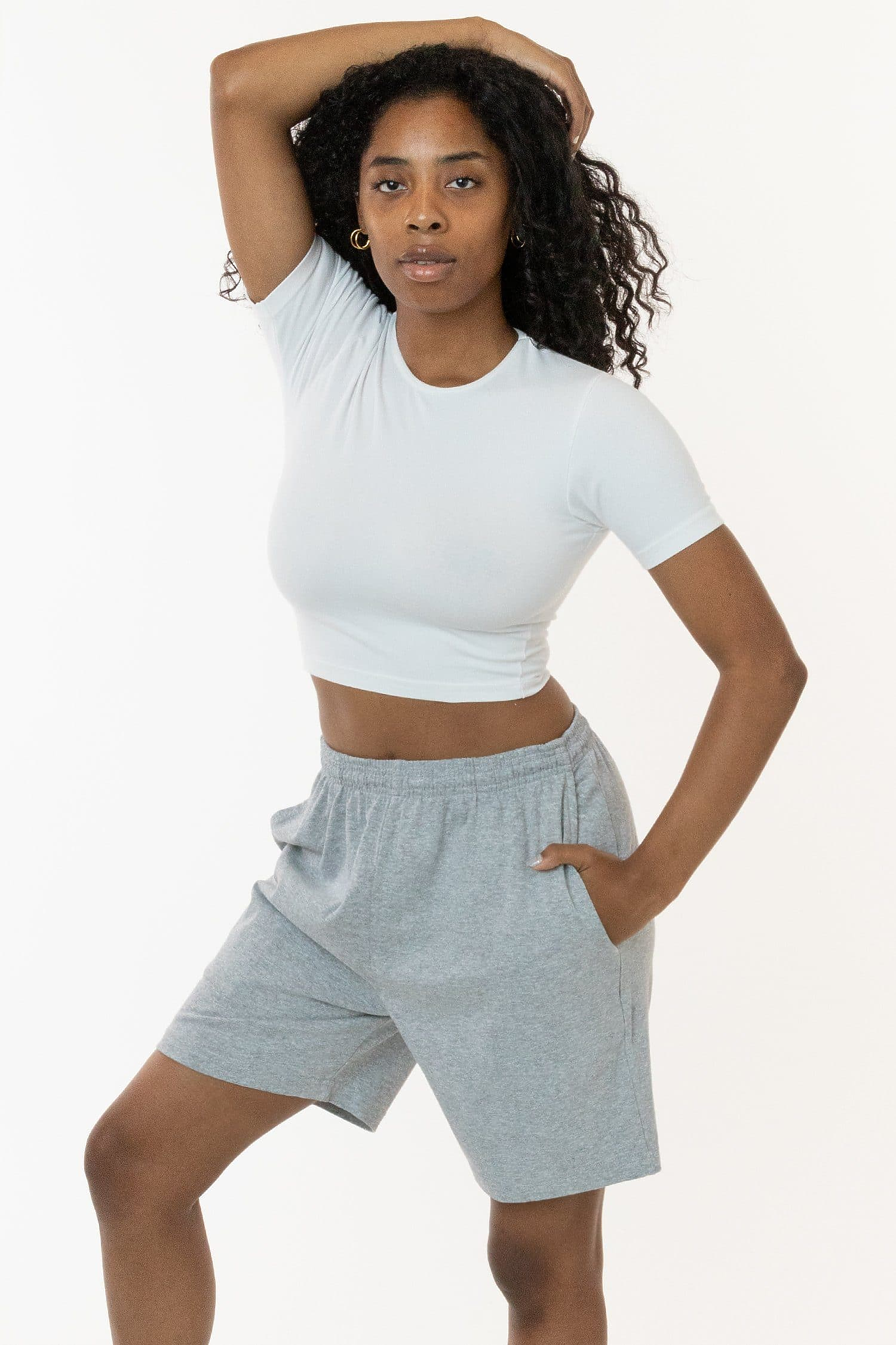Unisex Mid-Length Heavy Jersey Cotton Shorts with Drawcord Waist and Pockets