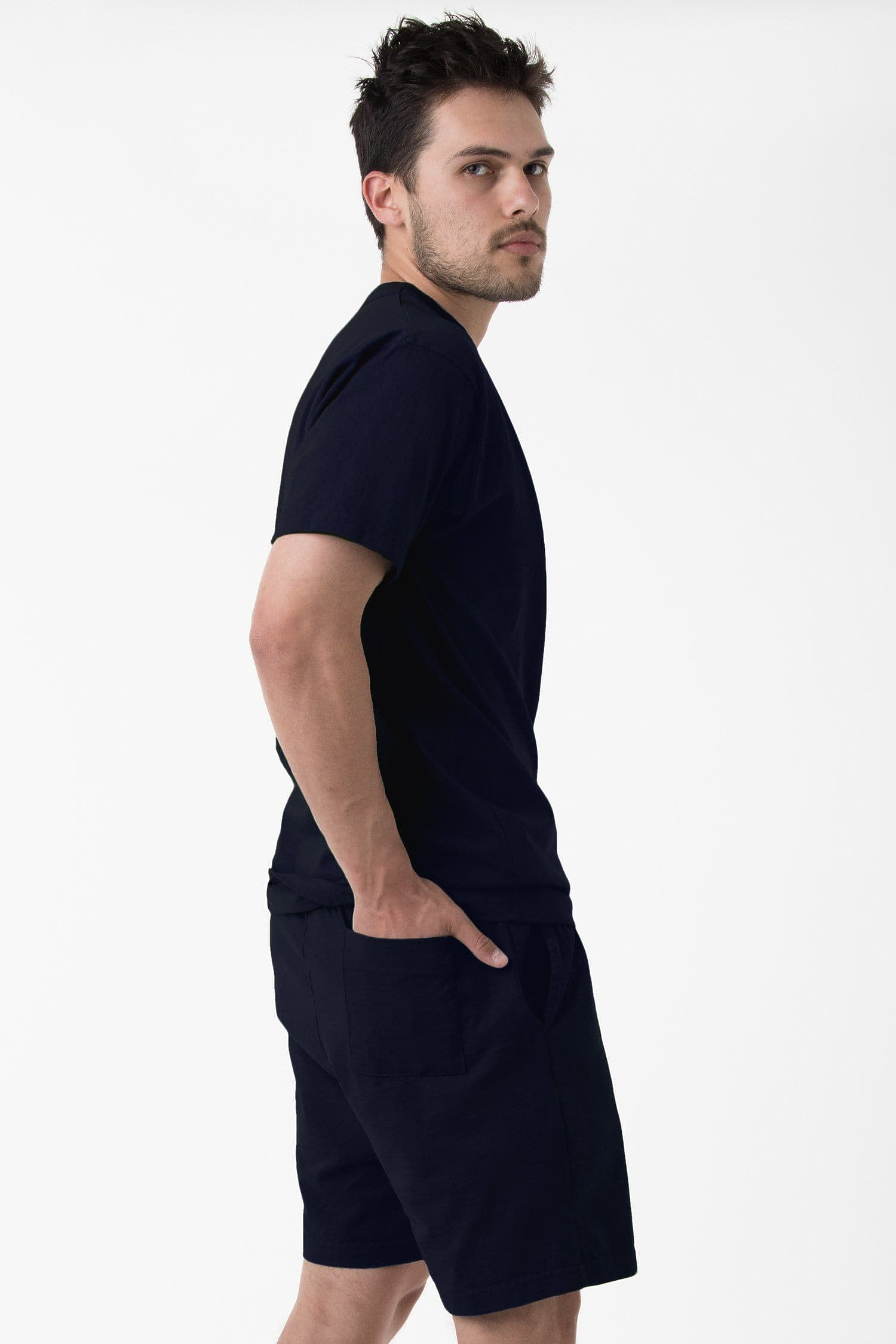 Unisex Mid-Length Heavy Jersey Cotton Shorts with Drawcord Waist and Pockets
