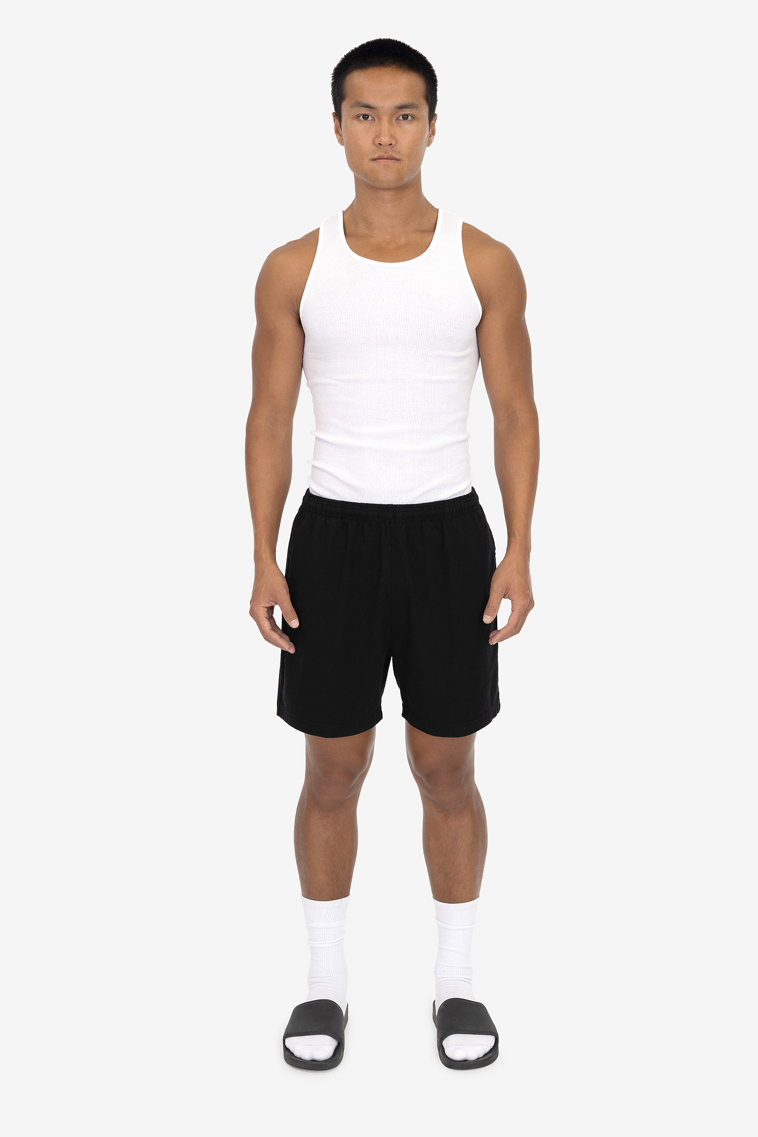 Unisex Heavyweight Jersey Cotton Gym Shorts with Elastic Waistband and Pockets