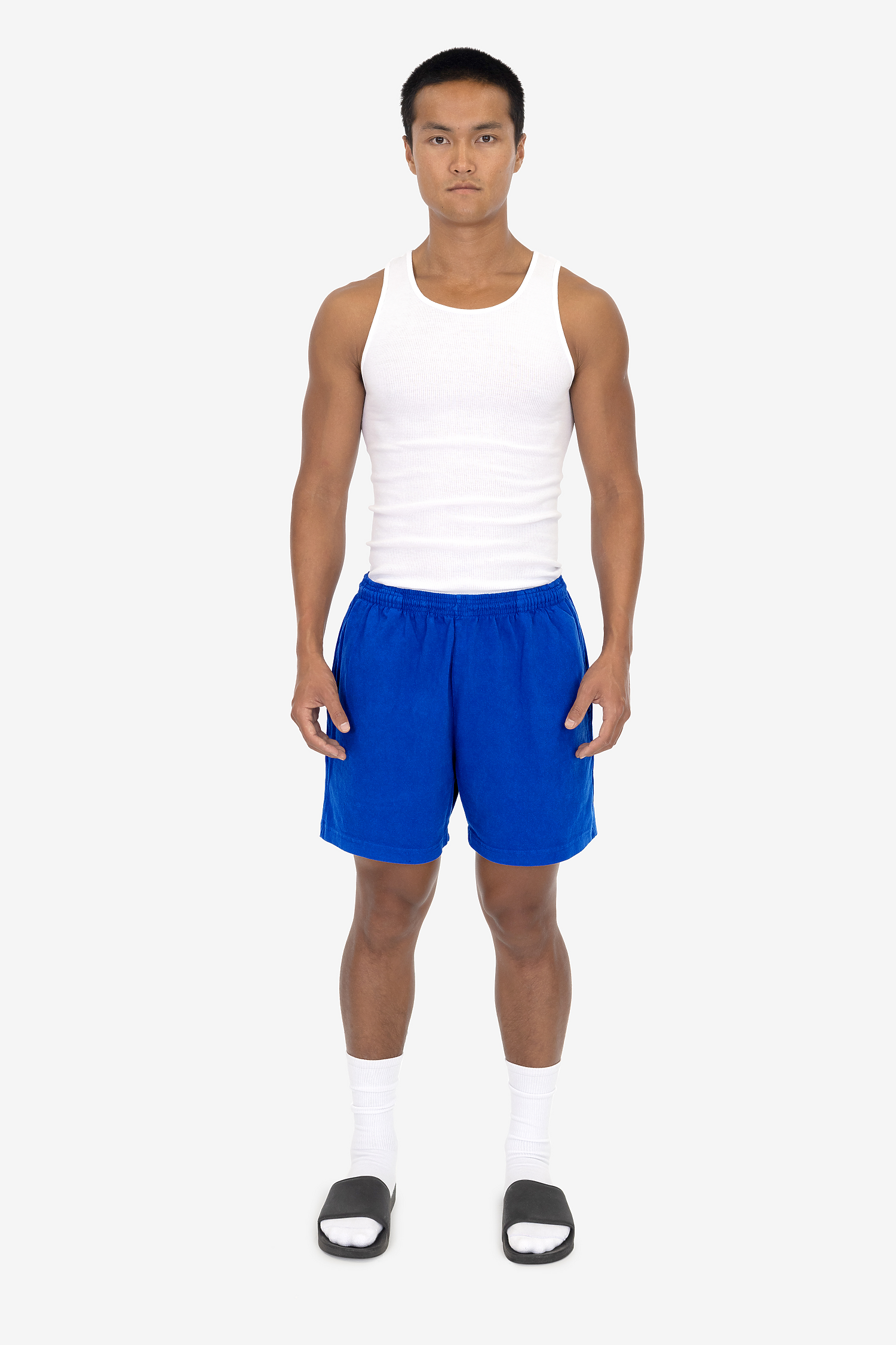 Unisex Heavyweight Jersey Cotton Gym Shorts with Elastic Waistband and Pockets