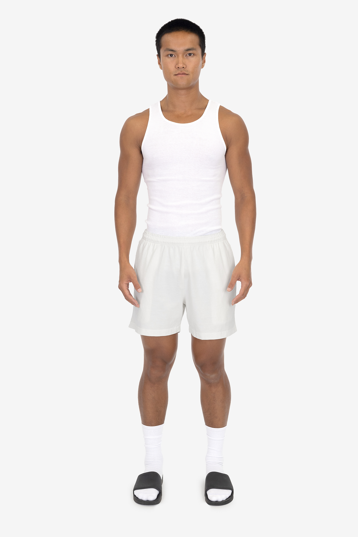 Unisex Heavyweight Jersey Cotton Gym Shorts with Elastic Waistband and Pockets