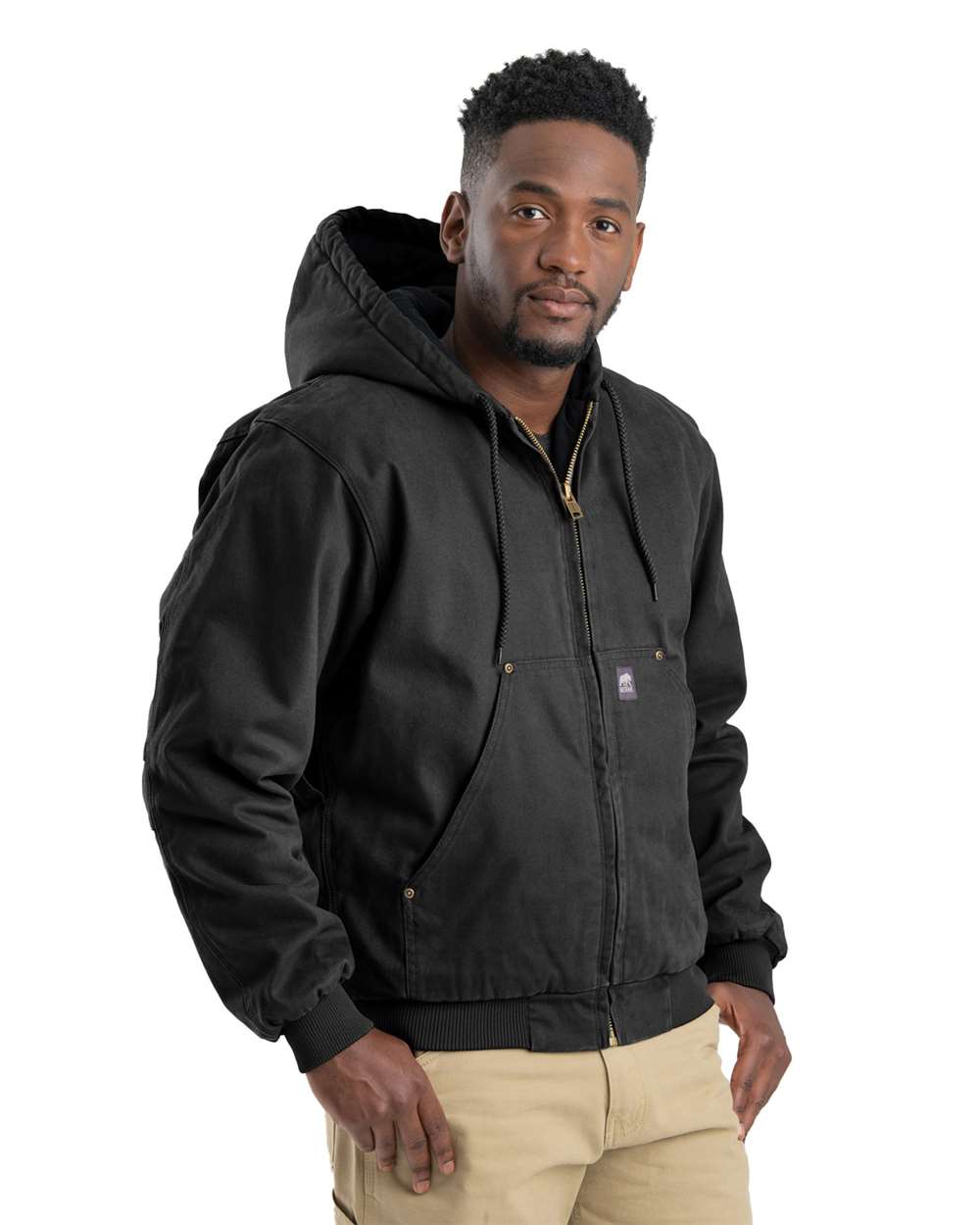Men's Tall Heartland Washed Cotton Duck Hooded Insulated Work Jacket