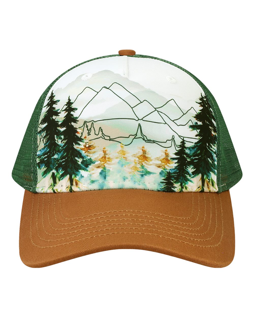 Locale Five-Panel Trucker Cap - Recycled Bill, Scenery Print