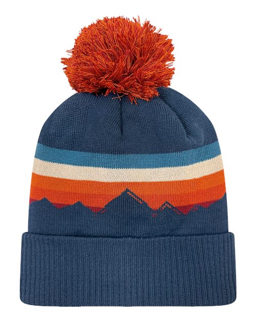 LOCALE Grand Recycled Beanie with Jacquard Knit Contrast Pom