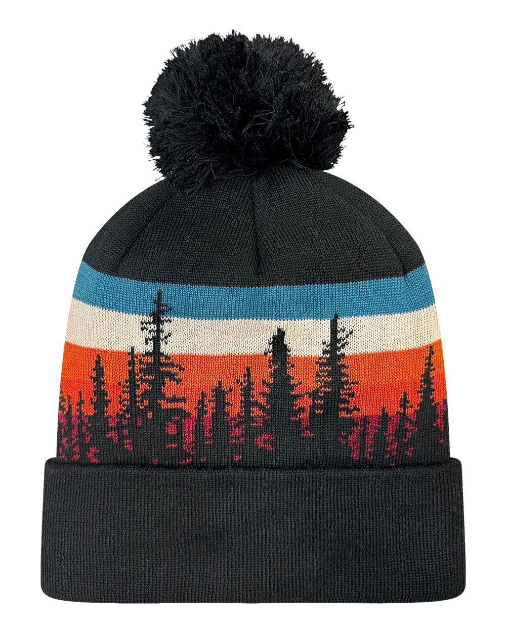 LOCALE Grand Recycled Beanie with Jacquard Knit Contrast Pom