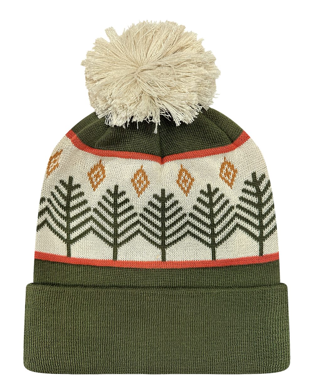LOCALE Grand Recycled Beanie with Jacquard Knit Contrast Pom