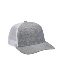 Heather Woven Mesh Trucker Cap with Structured Mid-Profile Crown