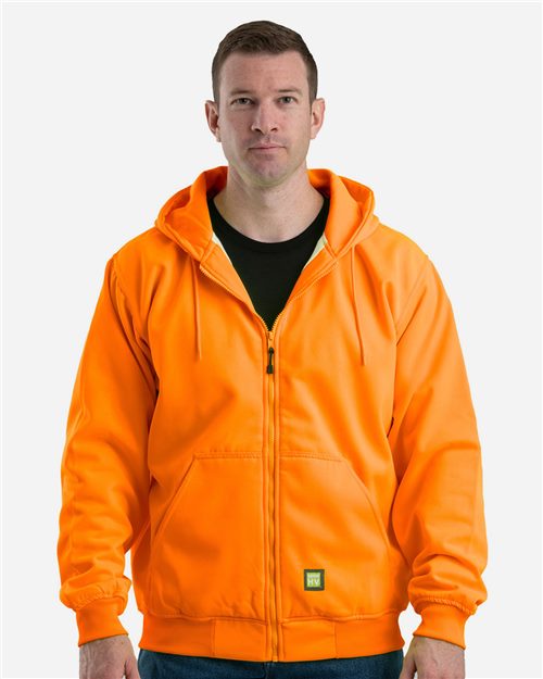 Berne Men's Hi-Vis Class 3 Color Block Full-Zip Hooded Sweatshirt