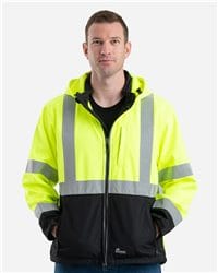 Berne Men's Heritage Thermal-Lined Full-Zip Hooded Sweatshirt High-Visibility