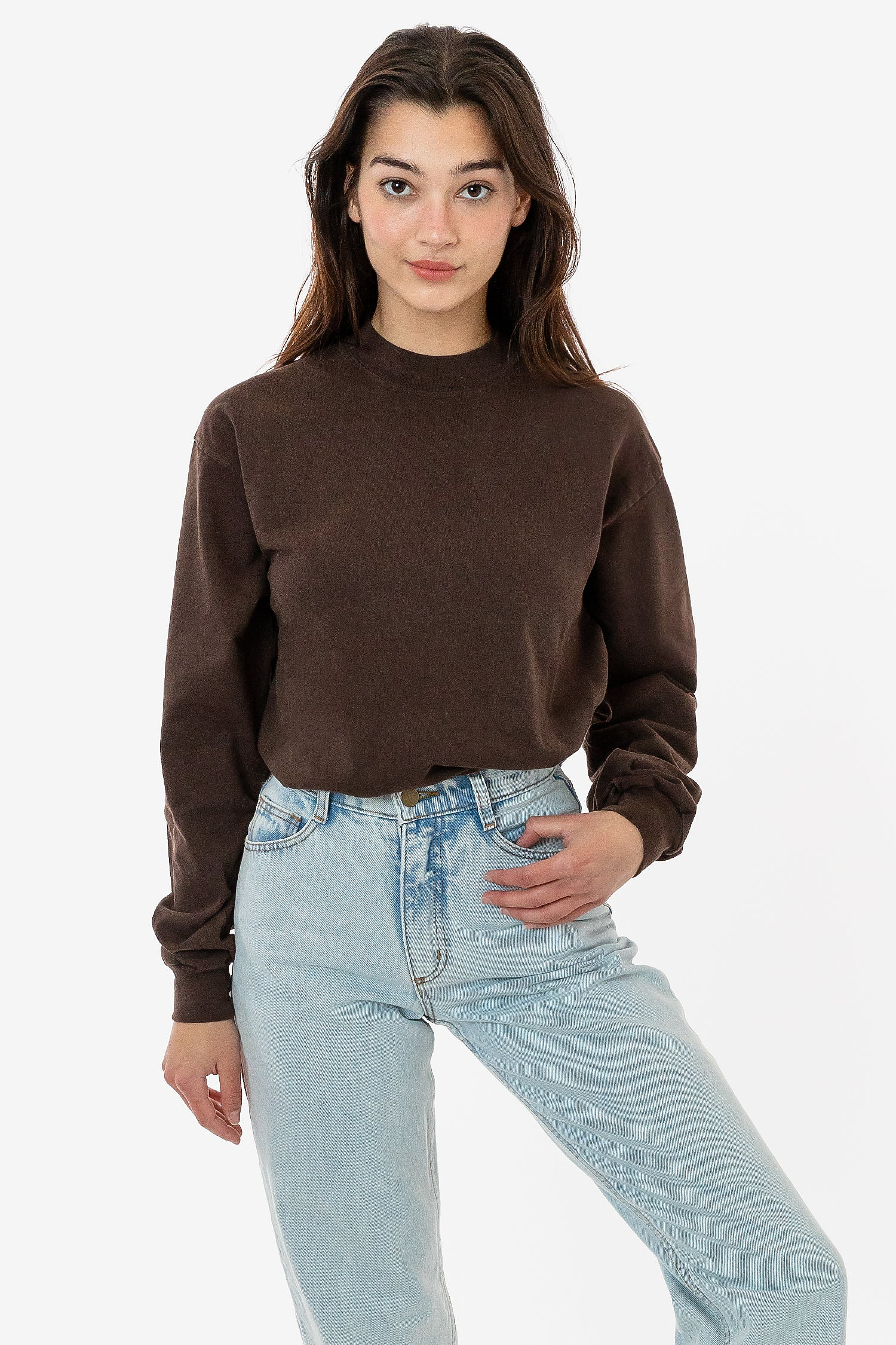 Premium Heavyweight Garment Dye Mockneck Long Sleeve T-Shirt Unisex Comfort