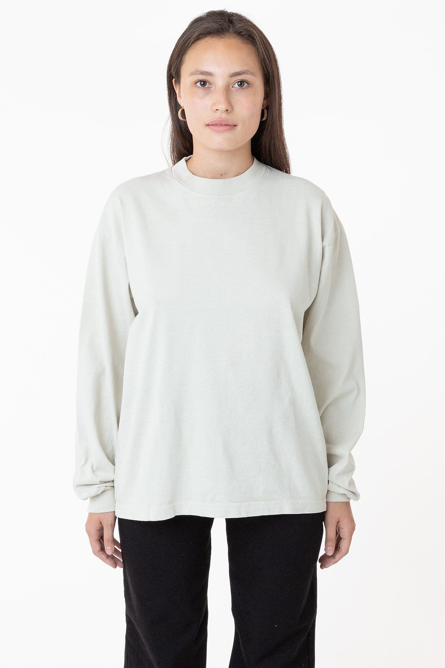 Premium Heavyweight Garment Dye Mockneck Long Sleeve T-Shirt Unisex Comfort