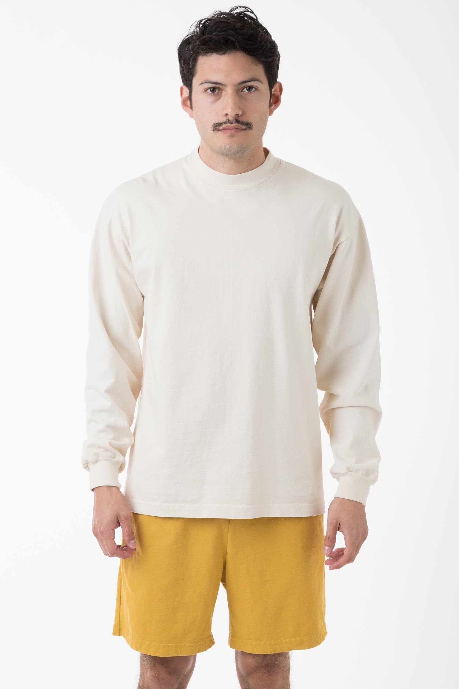 Premium Heavyweight Garment Dye Mockneck Long Sleeve T-Shirt Unisex Comfort