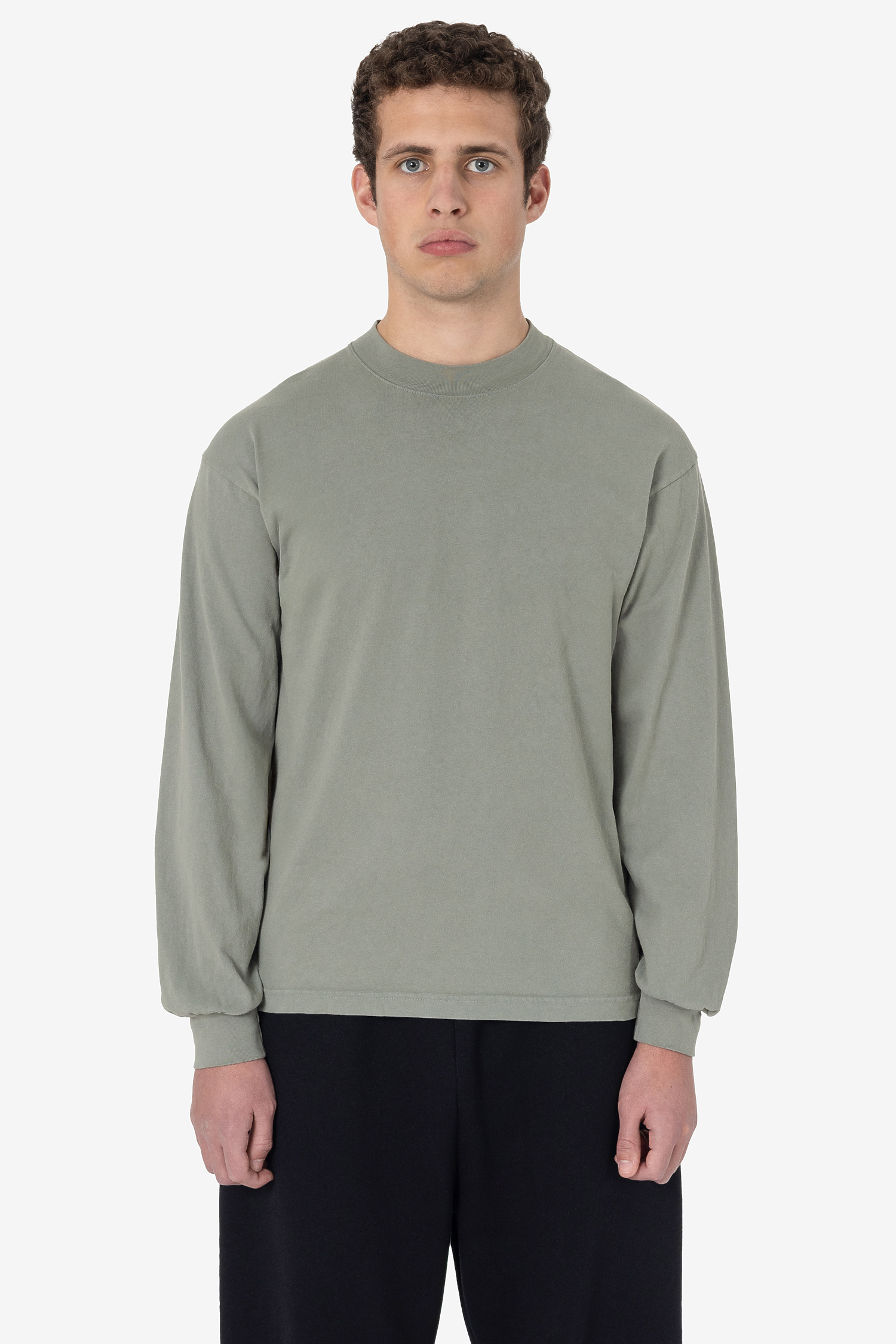 Premium Heavyweight Garment Dye Mockneck Long Sleeve T-Shirt Unisex Comfort