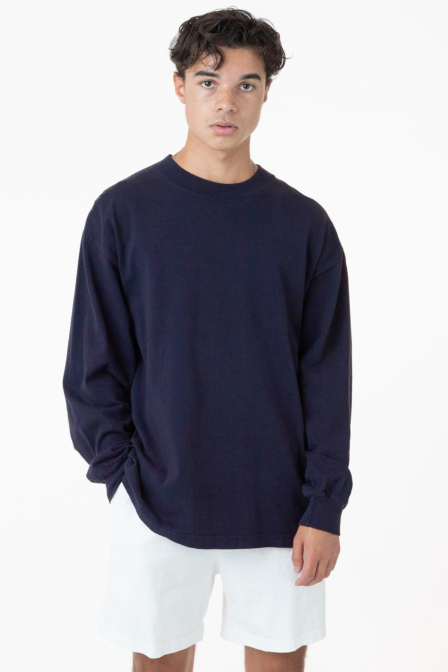 Premium Heavyweight Garment Dye Mockneck Long Sleeve T-Shirt Unisex Comfort