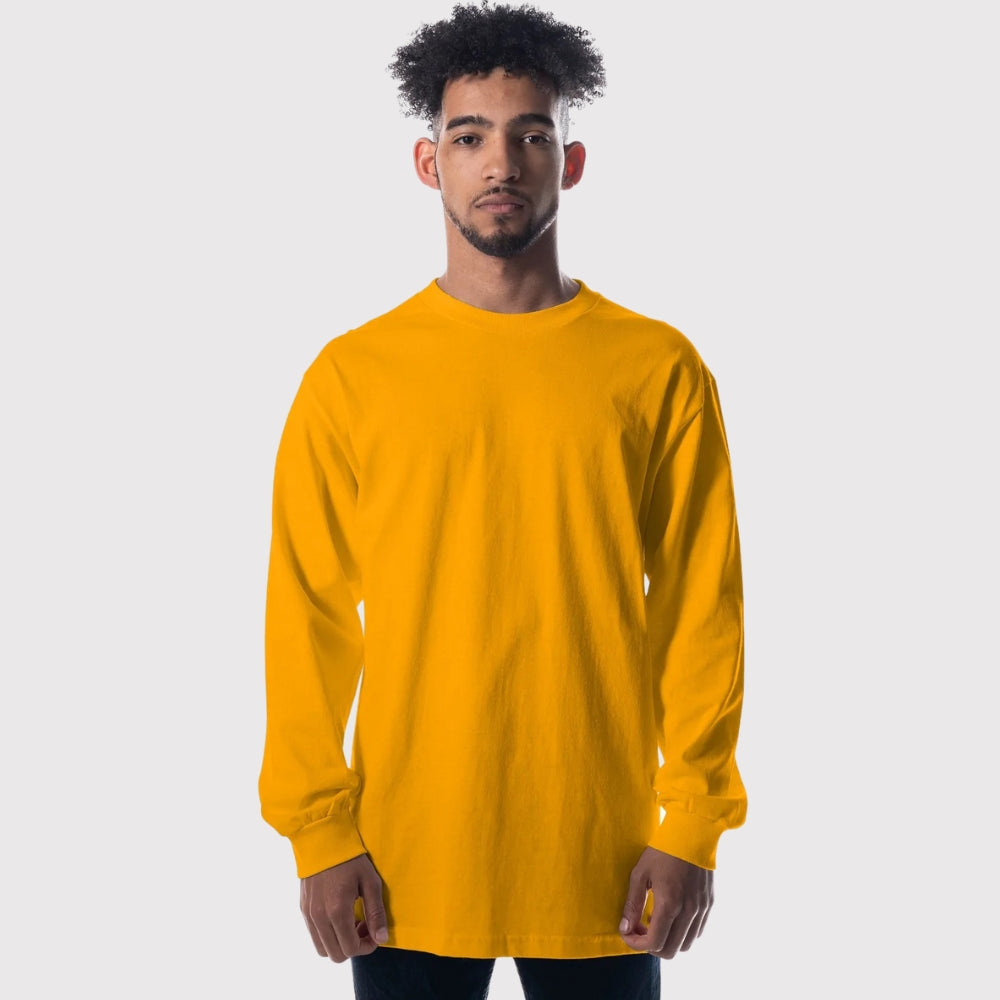 Men's Heavyweight Open-End Cotton Long Sleeve Tee | Durable Classic Fit Shirt