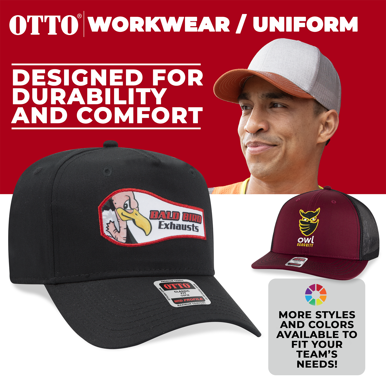 OTTO UPF50+ 6-Panel Low Profile Baseball Cap - Stretch Performance
