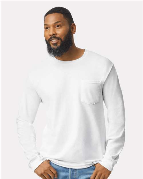 Gildan 2410 Unisex Ultra Cotton Long Sleeve Pocket T-Shirt
