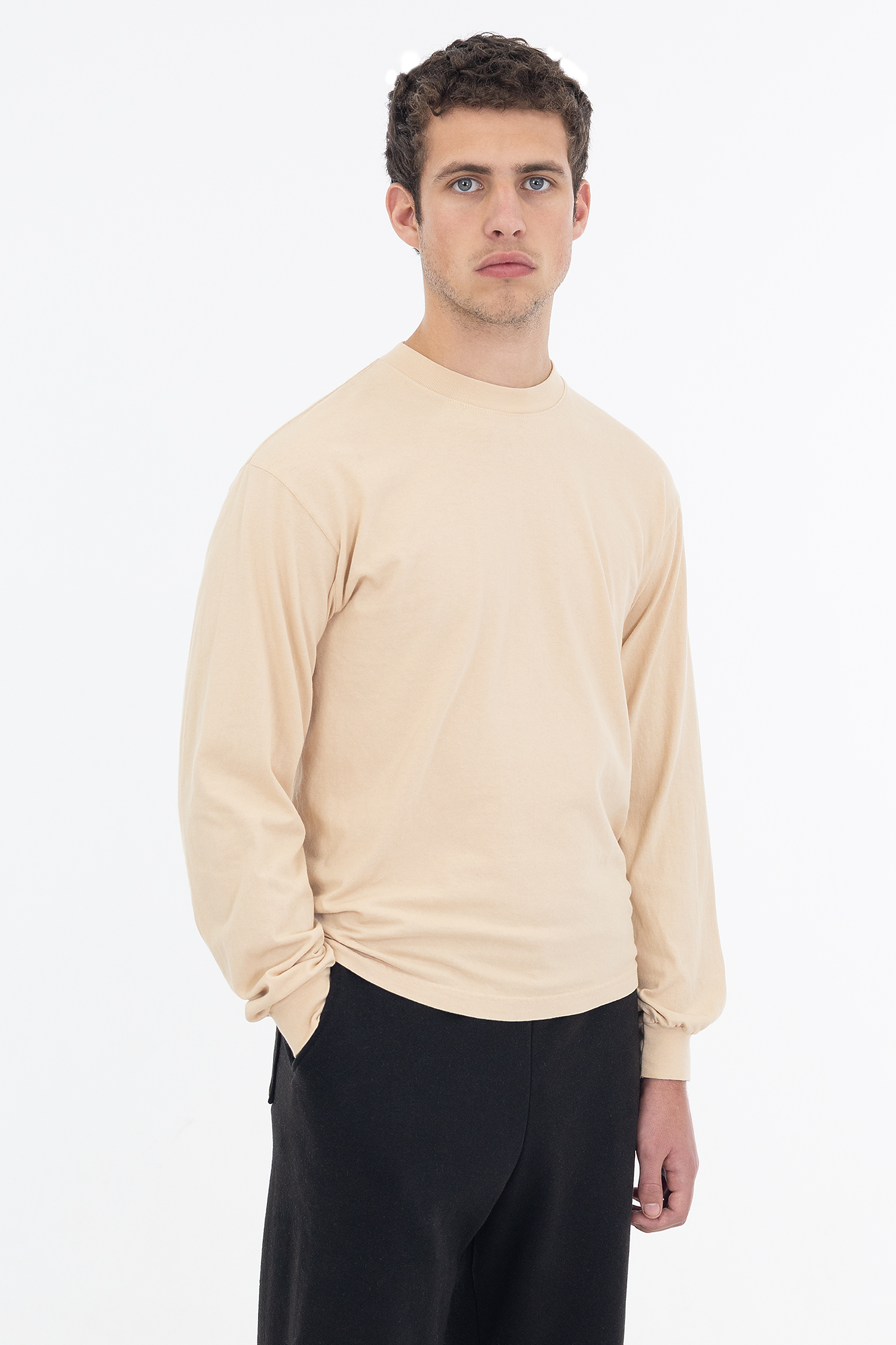 Heavyweight Garment Dye Long Sleeve Crewneck T-Shirt – 6.5oz Shrink Free Cotton