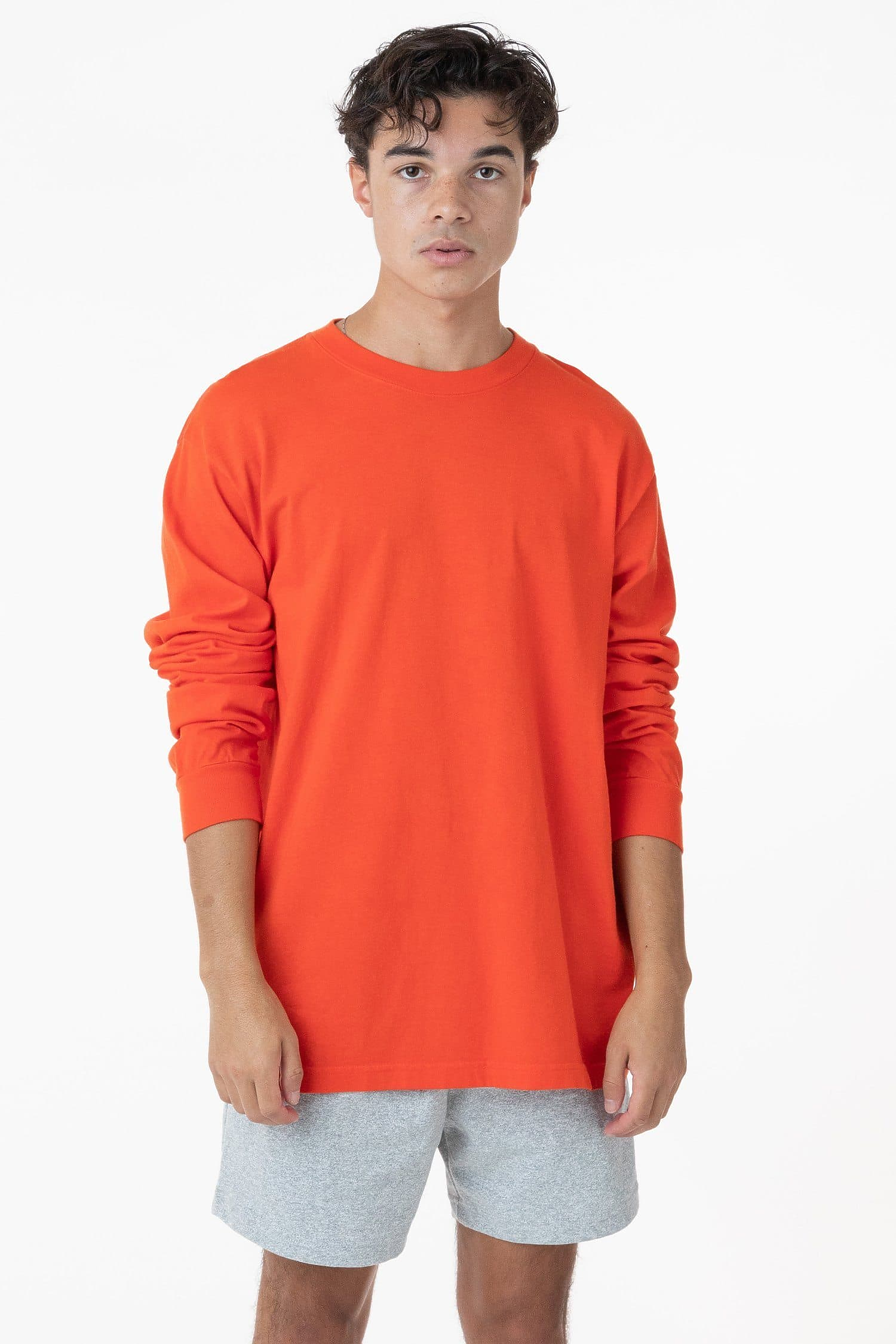 Heavyweight Garment Dye Long Sleeve Crewneck T-Shirt – 6.5oz Shrink Free Cotton