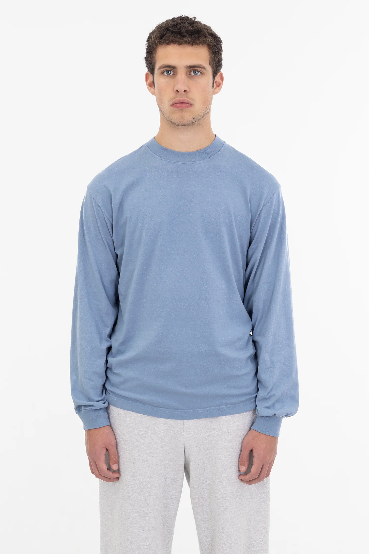 Heavyweight Garment Dye Long Sleeve Crewneck T-Shirt – 6.5oz Shrink Free Cotton