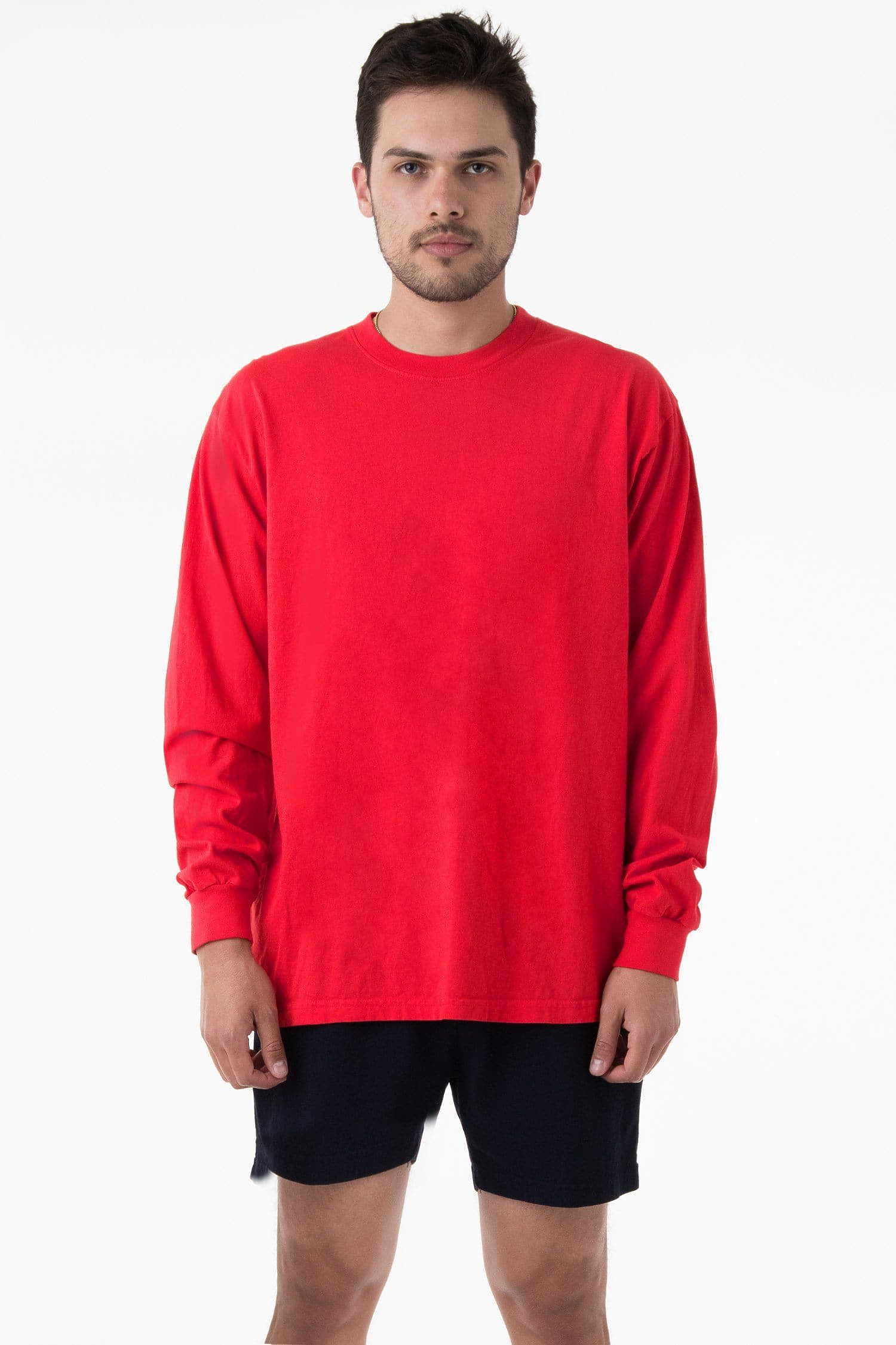 Heavyweight Garment Dye Long Sleeve Crewneck T-Shirt – 6.5oz Shrink Free Cotton