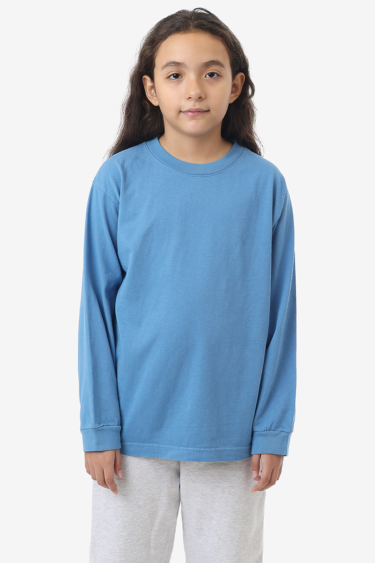Premium Kids' Unisex Garment Dye Long Sleeve Cotton Tee – Shrink-Free Comfort