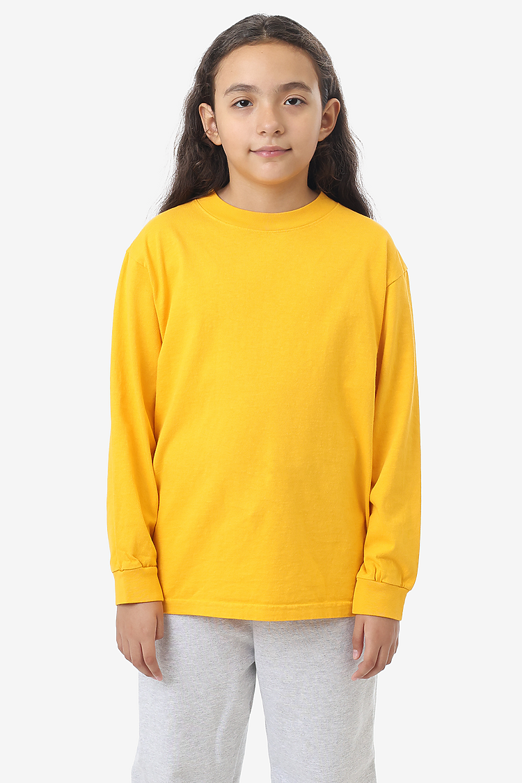 Premium Kids' Unisex Garment Dye Long Sleeve Cotton Tee – Shrink-Free Comfort
