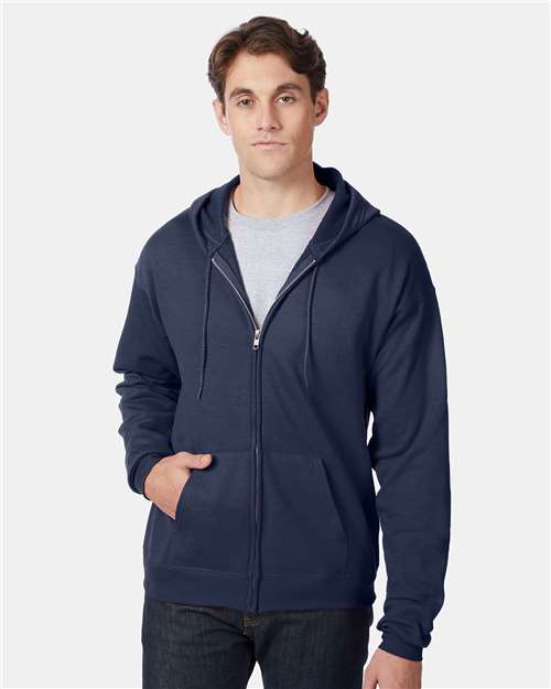 Hanes EcoSmart® Full‑Zip Hooded Sweatshirt – Sustainable Unisex Fleece