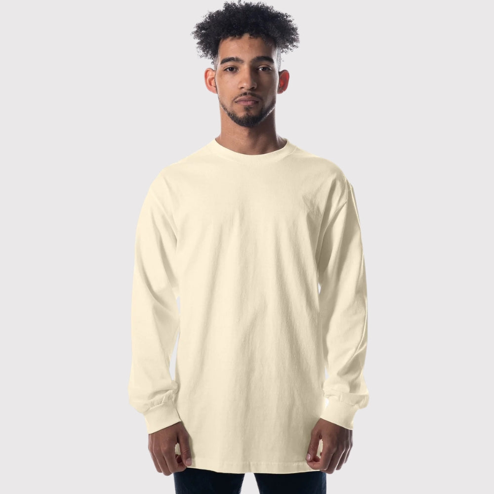 Men's Heavyweight Open-End Cotton Long Sleeve Tee | Durable Classic Fit Shirt