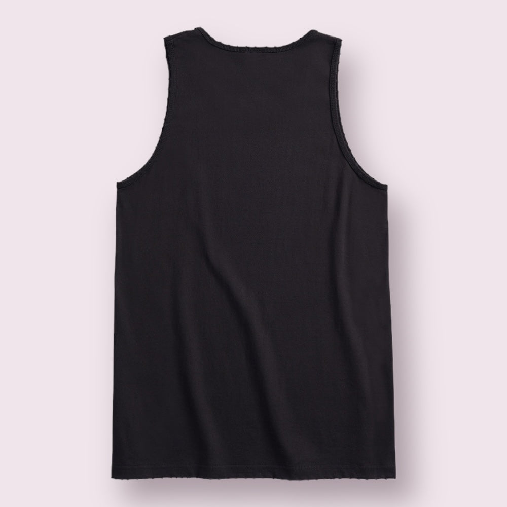 Hand Distressed Heavyweight Cotton Tank Top Reactive Dyed Tear-Away Label