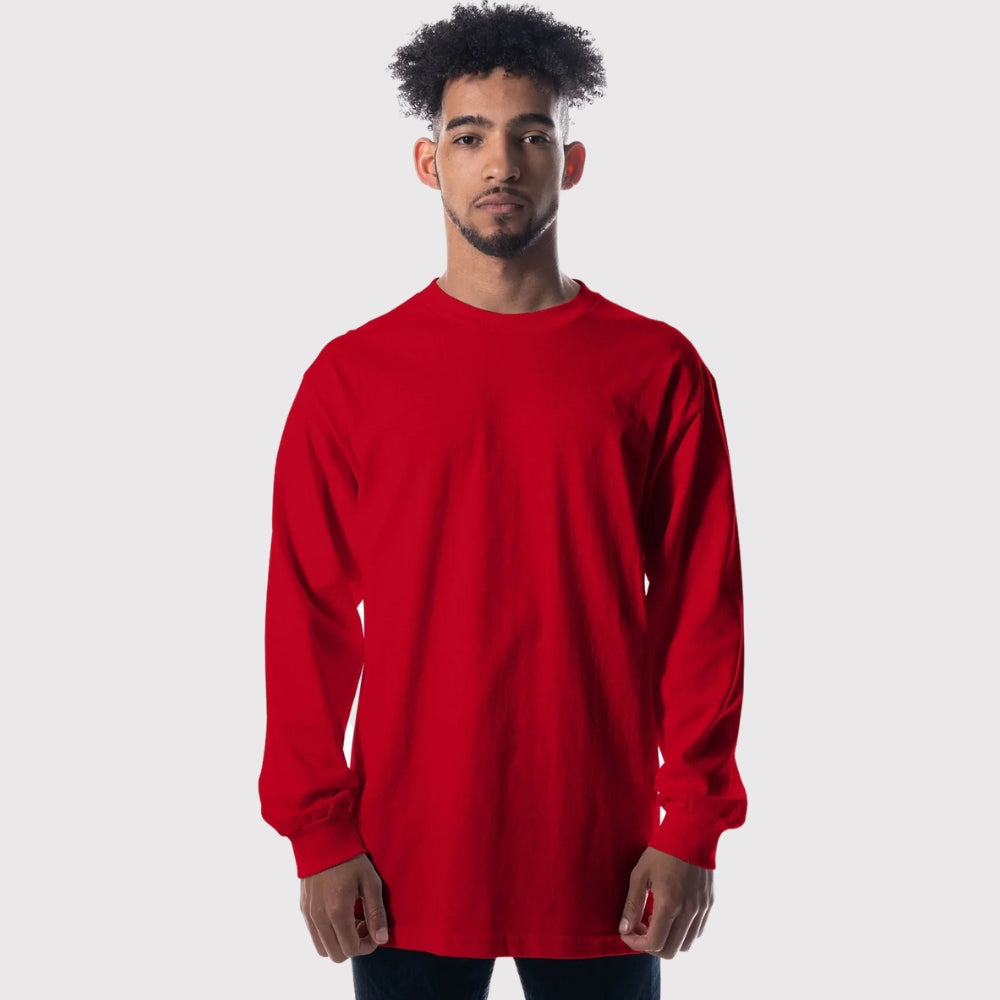 Men's Heavyweight Open-End Cotton Long Sleeve Tee | Durable Classic Fit Shirt