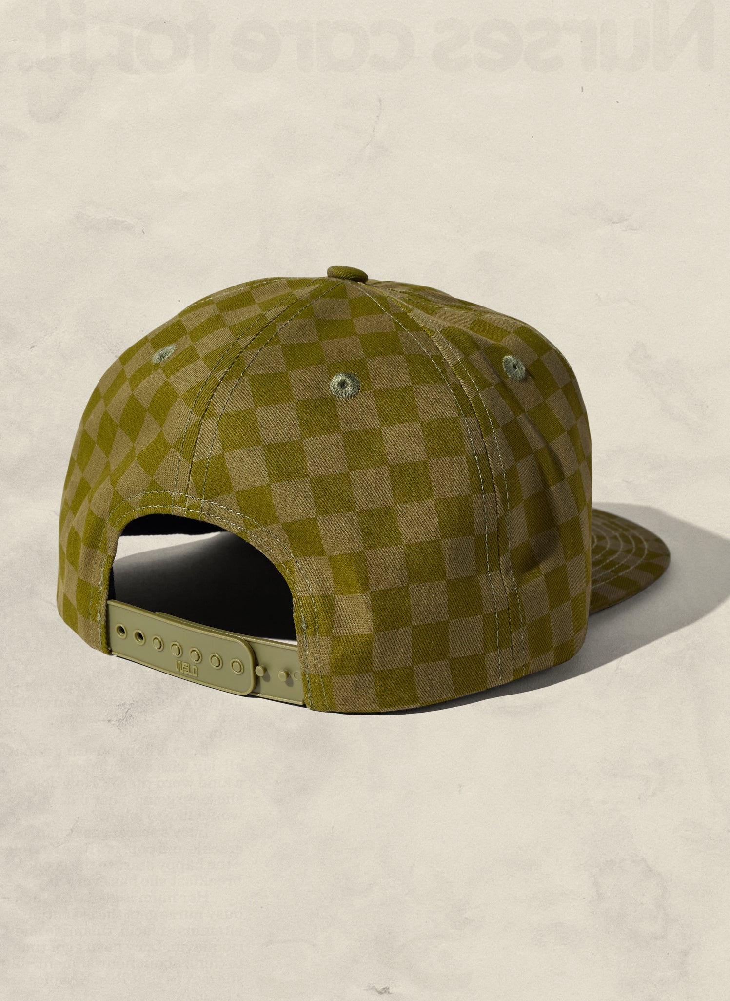 Tonal Checkerboard Cotton Twill Snapback Hat with Adjustable Clasp