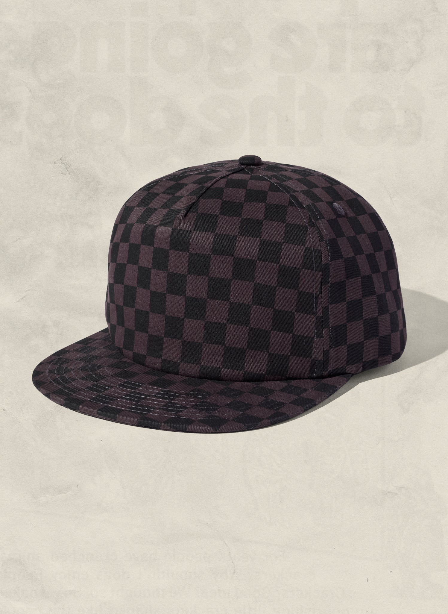 Tonal Checkerboard Cotton Twill Snapback Hat with Adjustable Clasp