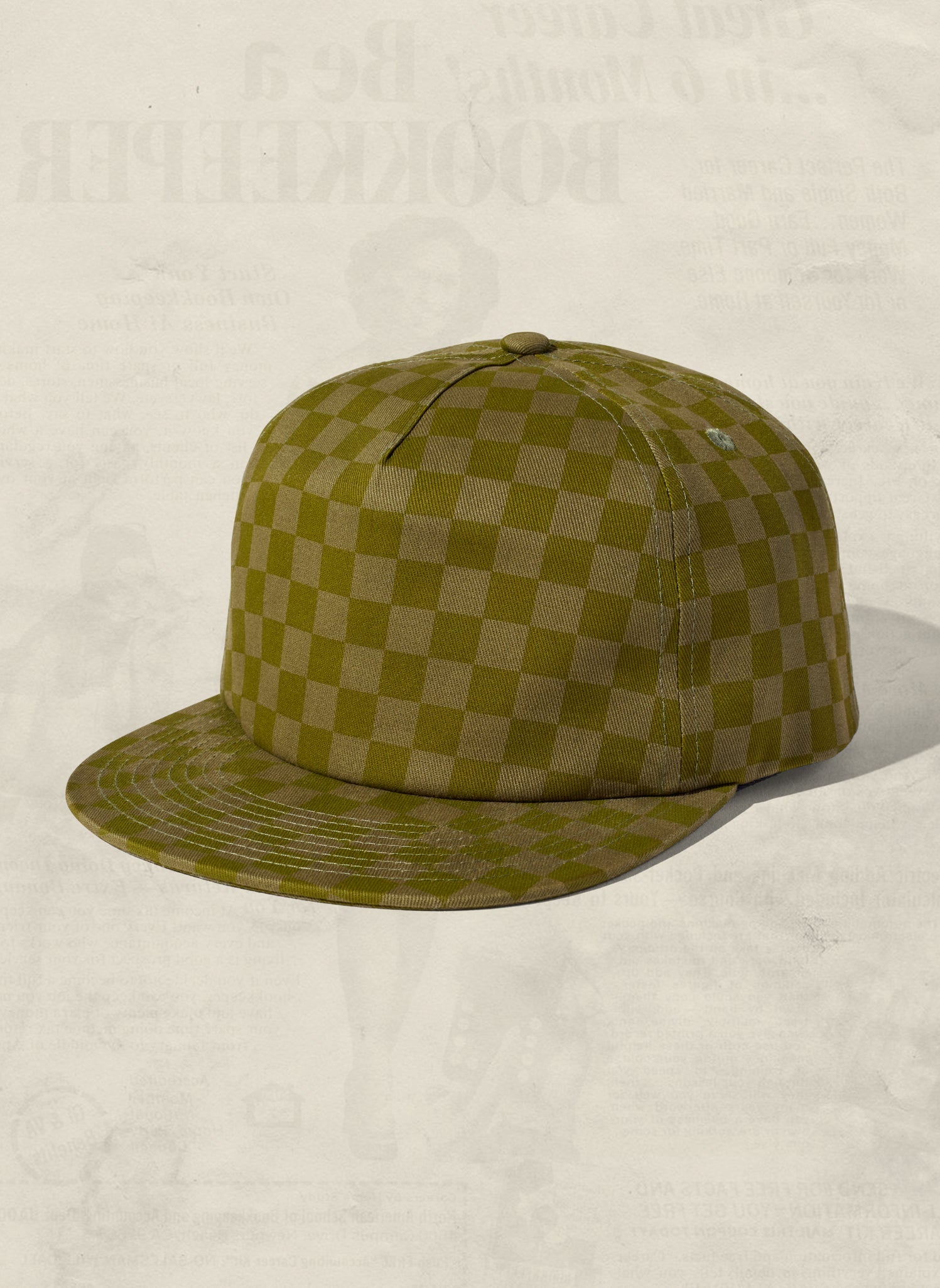 Tonal Checkerboard Cotton Twill Snapback Hat with Adjustable Clasp