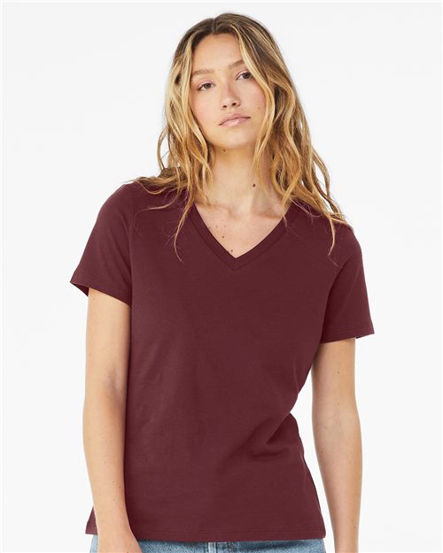 Women's Soft Airlume Cotton Relaxed Fit V-Neck Tee - Comfort Style 6405