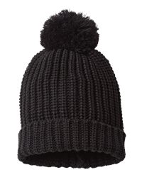 Richardson Chunky Cable Knit Pom-Pom Beanie 13-inch Slouch Fit